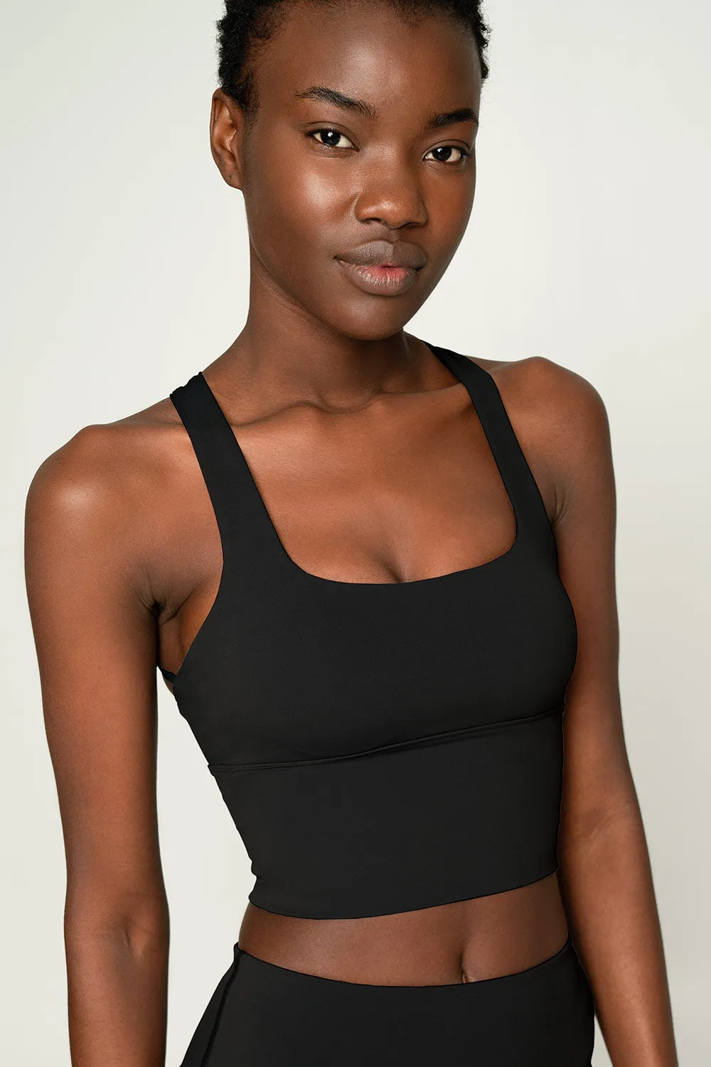 4 for $54 - Black Crisscross Back Long Line Padded Sports Bra - Women