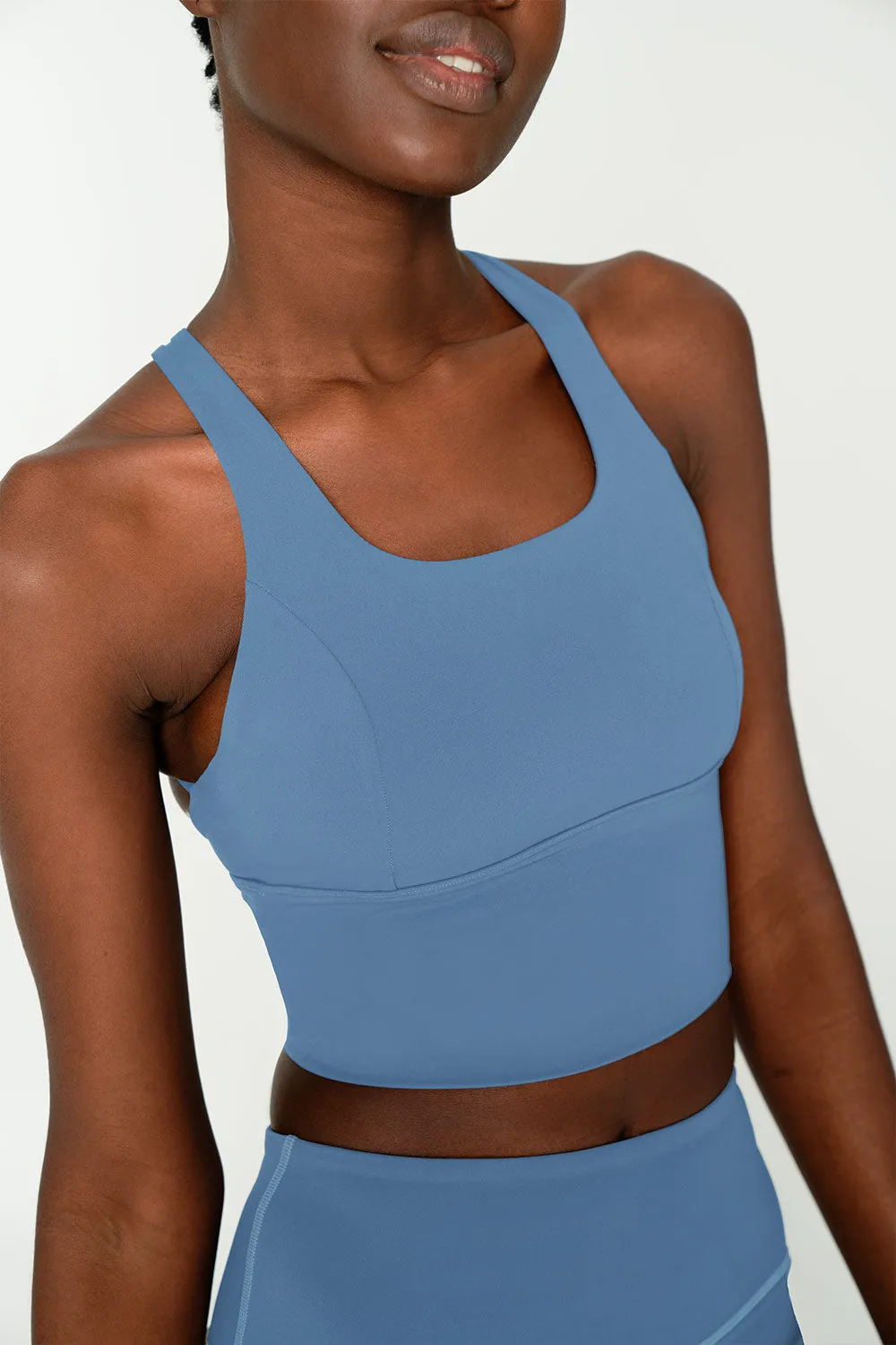 4 for $54 - Sky Blue Kelly Multi-Strap Back Long Line Padded Sports Bra - Women