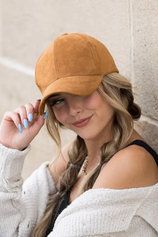 Accessory- HAT- Suede Boyfriend Ball Cap- Jodi's adjustable