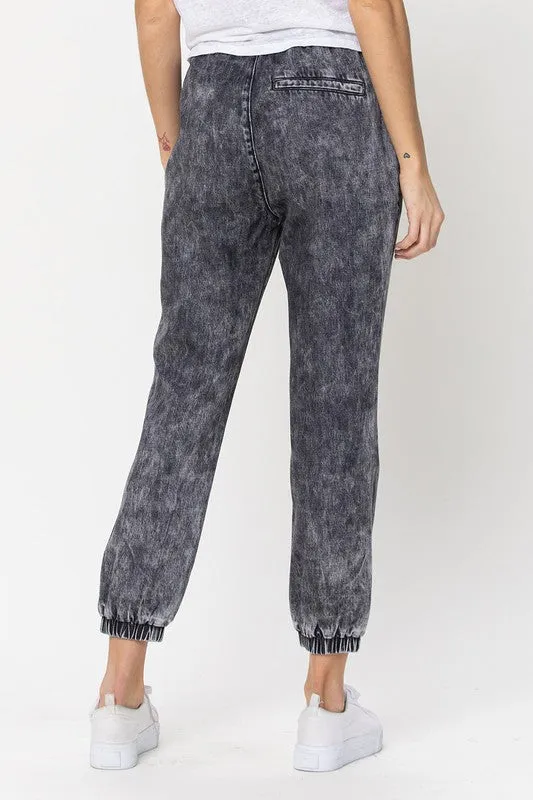 ACID WASH RELAXED DRAWSTRING JOGGER PANTS