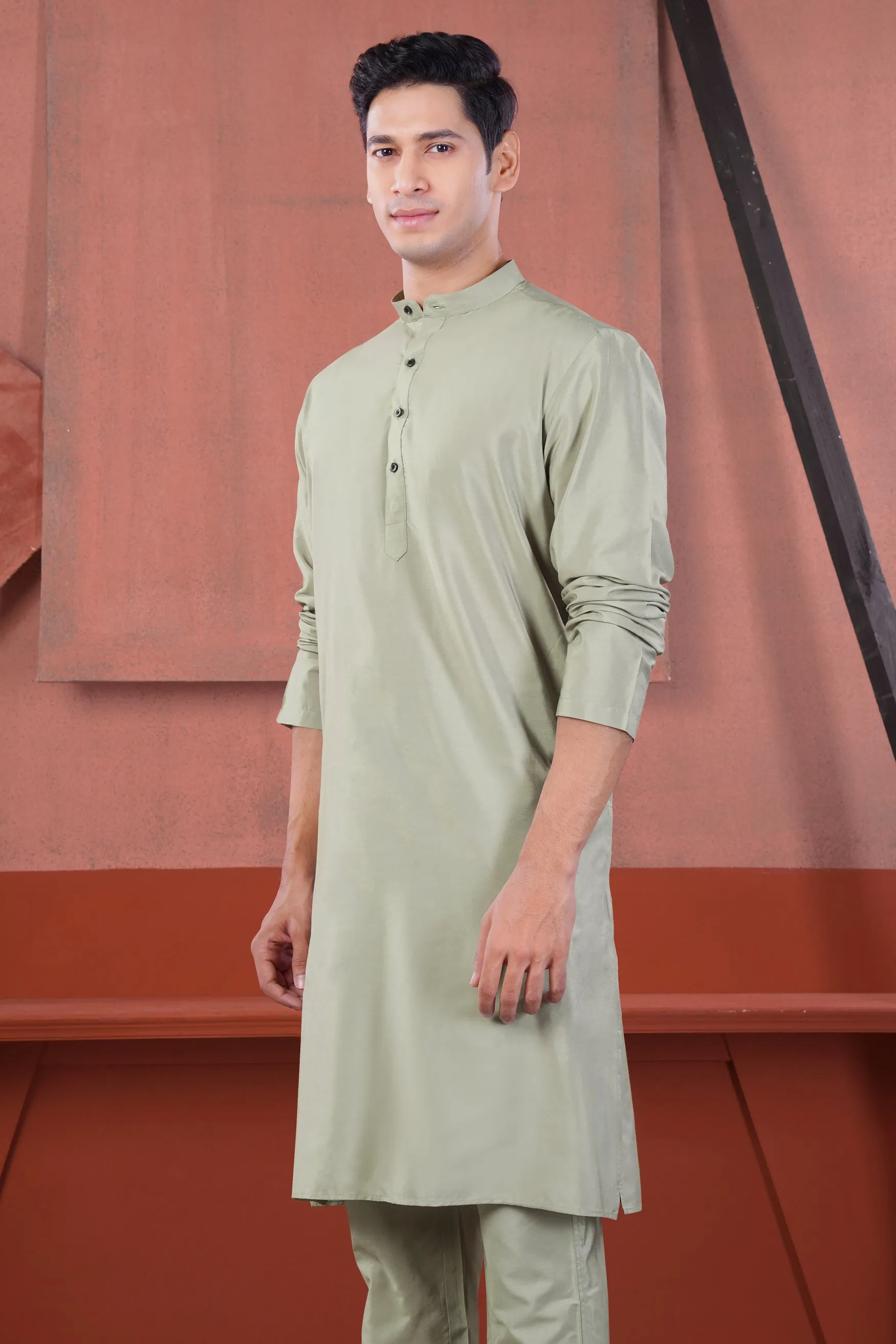 Artichoke Gray Subtle Sheen Viscose Kurta Set