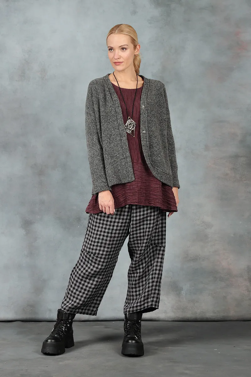 Asymmetrical Grey Wool Cardigan