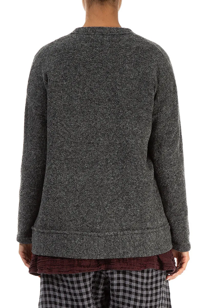 Asymmetrical Grey Wool Cardigan