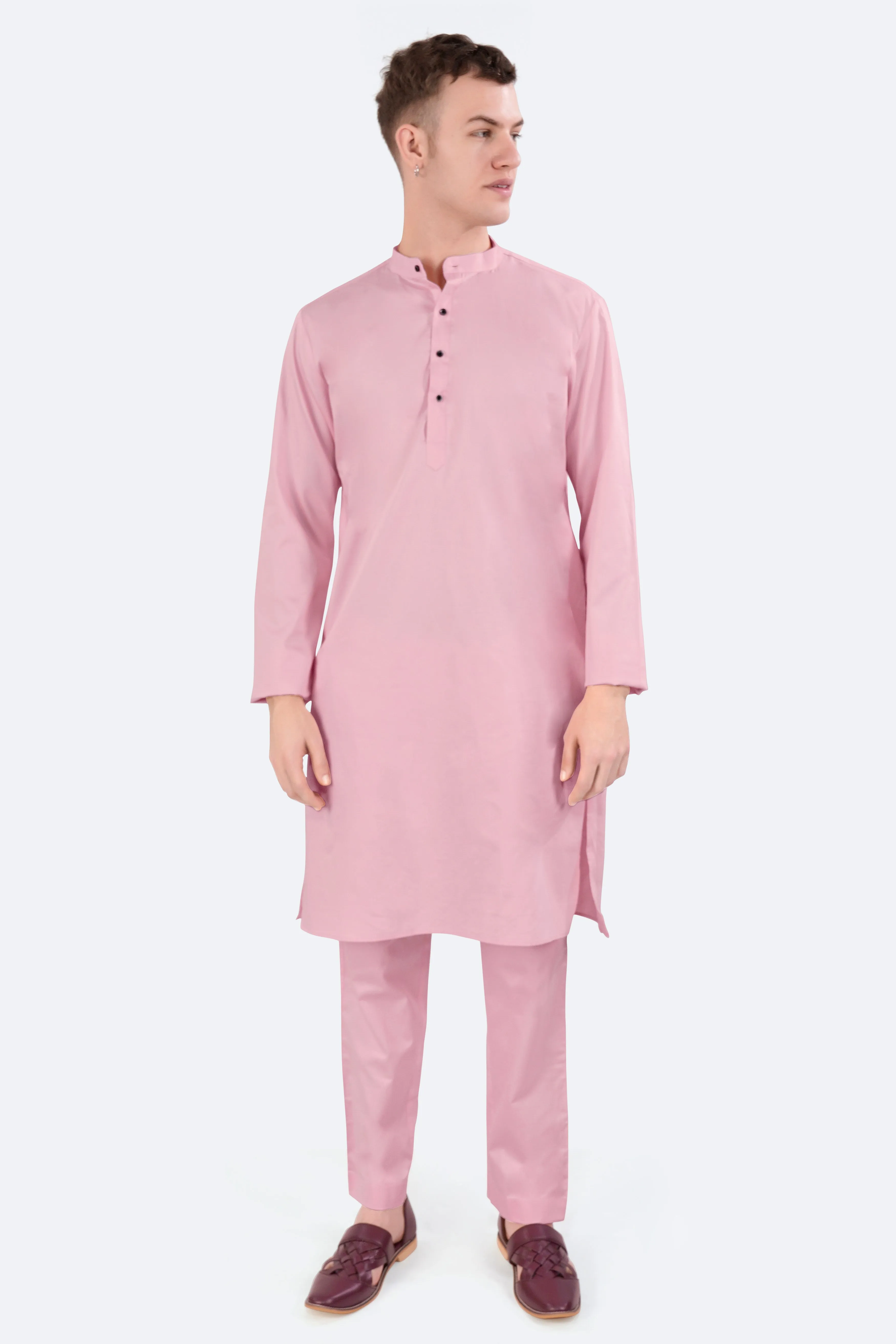 Azalea Pink Subtle Sheen Super Soft Premium Cotton Kurta Set