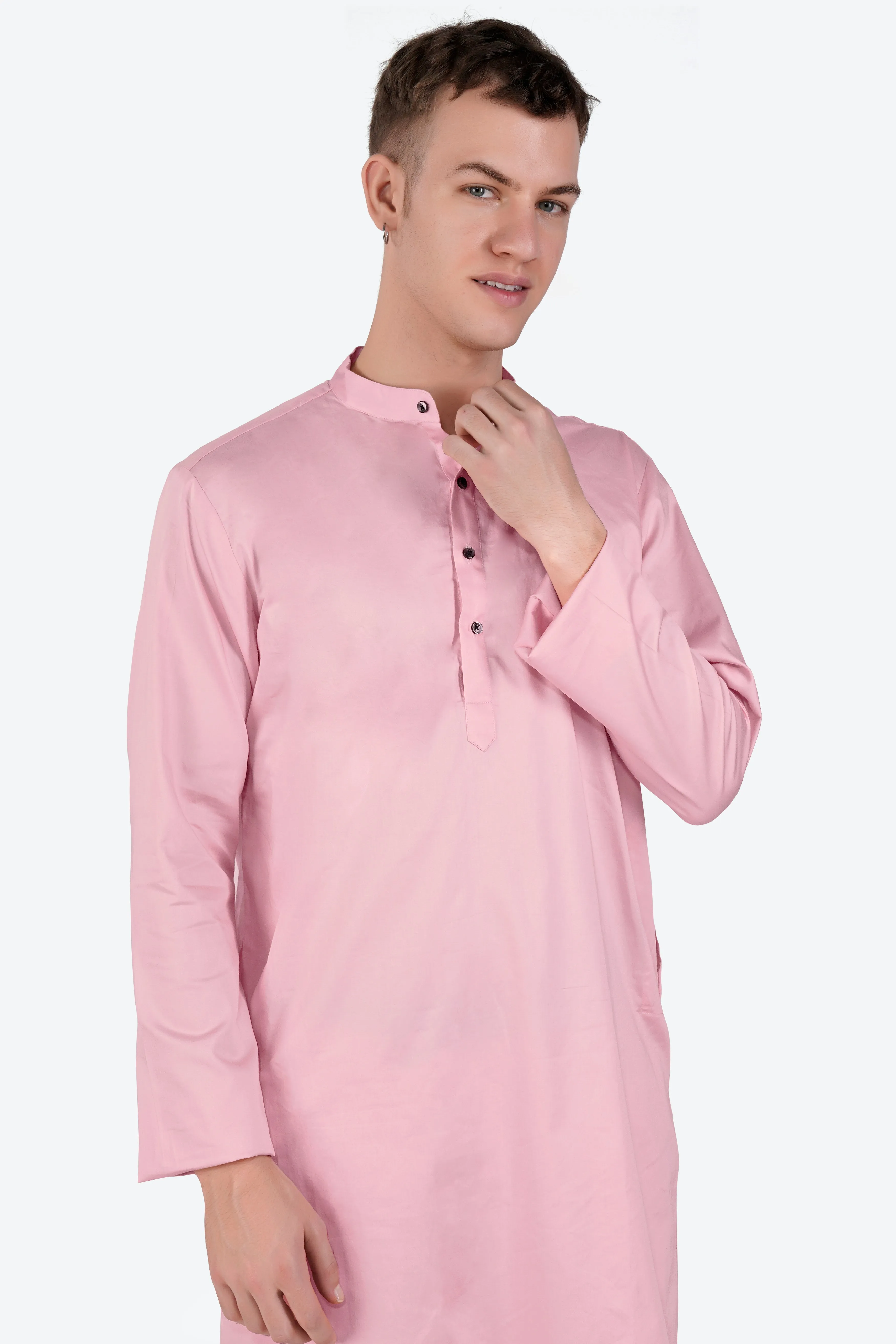 Azalea Pink Subtle Sheen Super Soft Premium Cotton Kurta Set