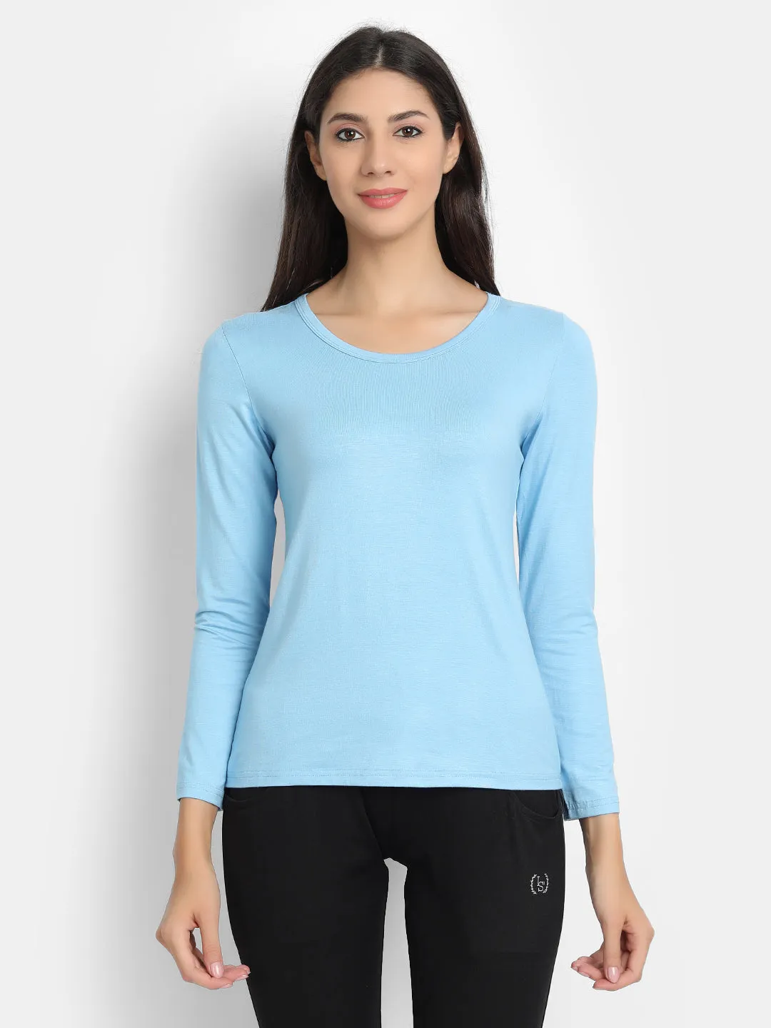 Bamboology Trends Bamboo Fabric Women's Full Sleeves T-Shirt | Sea Blue