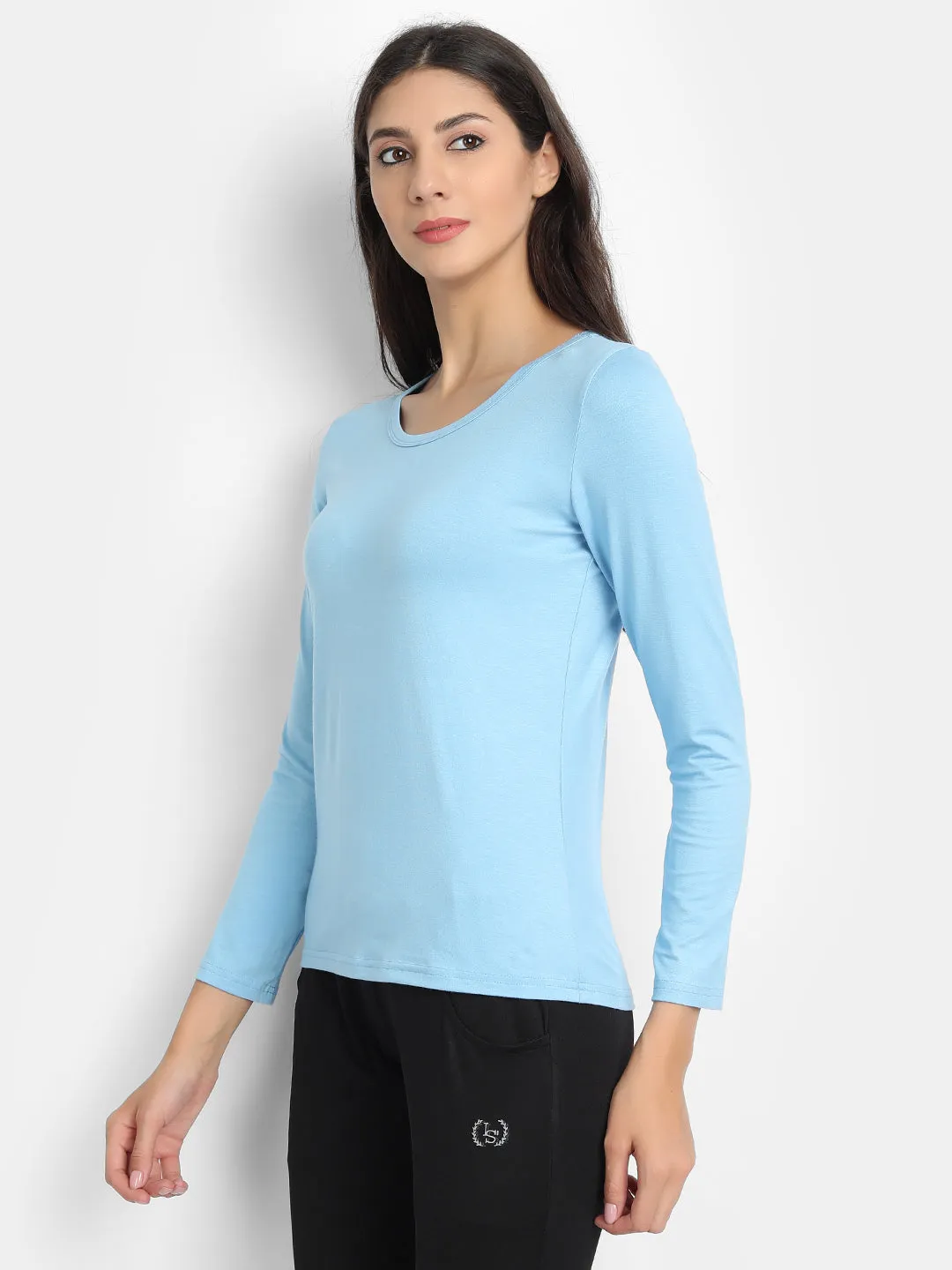 Bamboology Trends Bamboo Fabric Women's Full Sleeves T-Shirt | Sea Blue