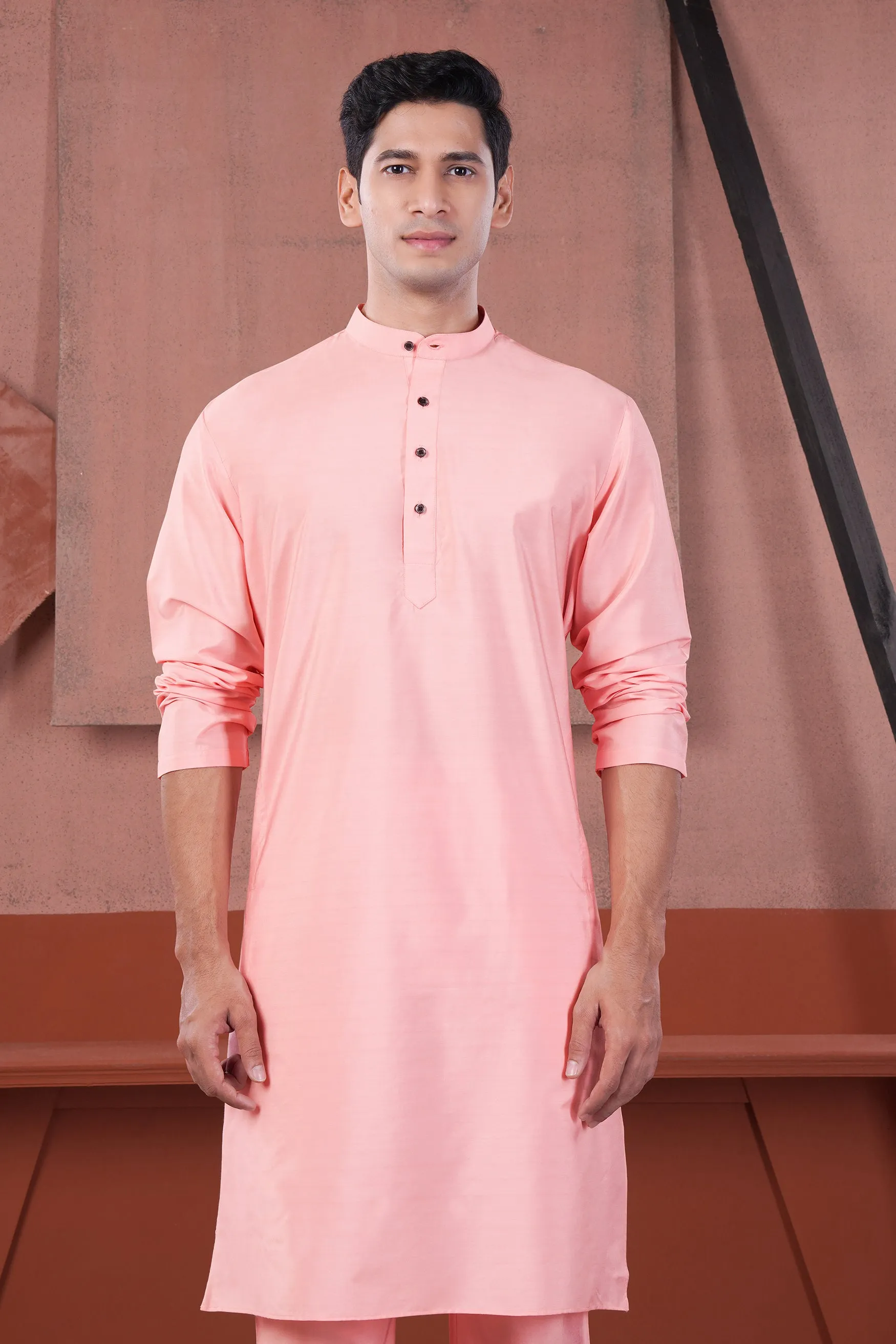 Blossom Pink Subtle Sheen Viscose Kurta Set