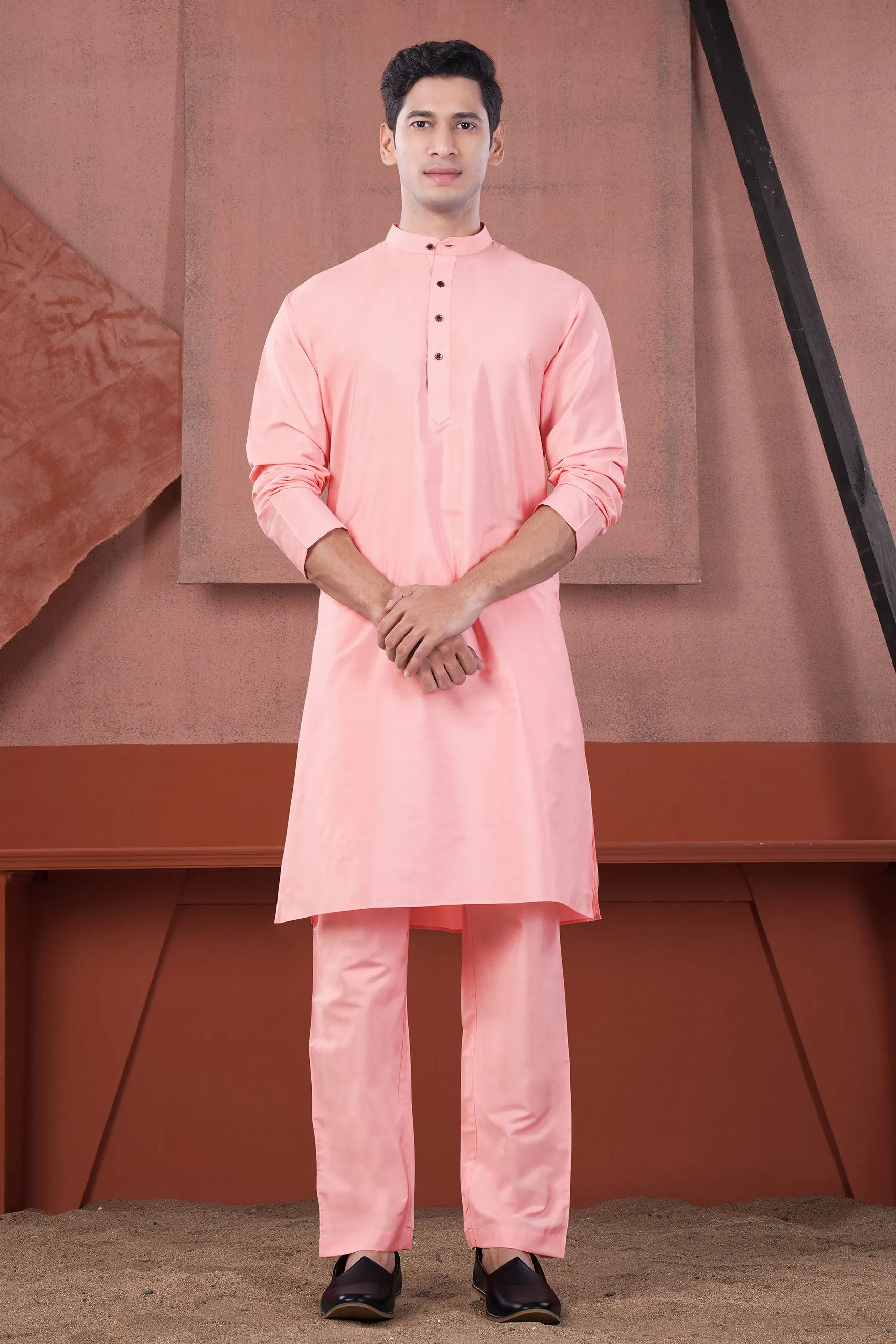 Blossom Pink Subtle Sheen Viscose Kurta Set