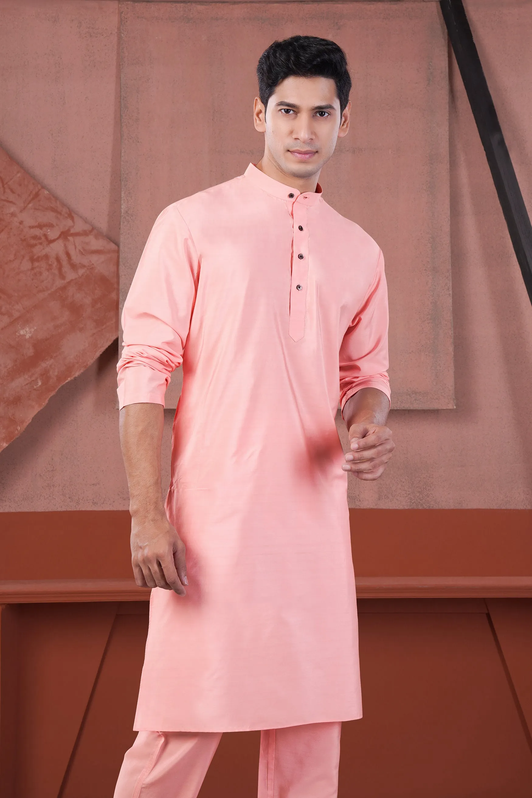 Blossom Pink Subtle Sheen Viscose Kurta Set