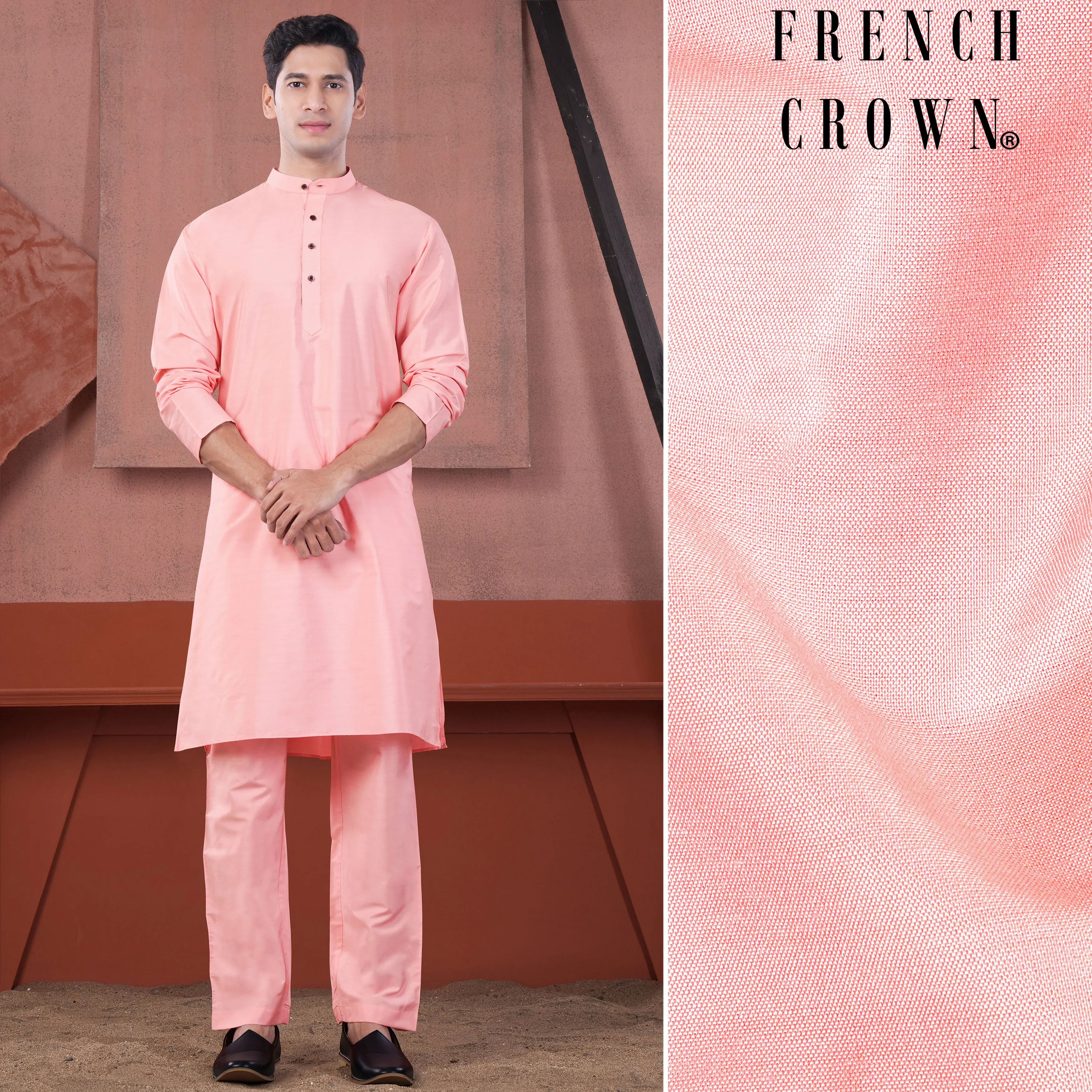 Blossom Pink Subtle Sheen Viscose Kurta Set