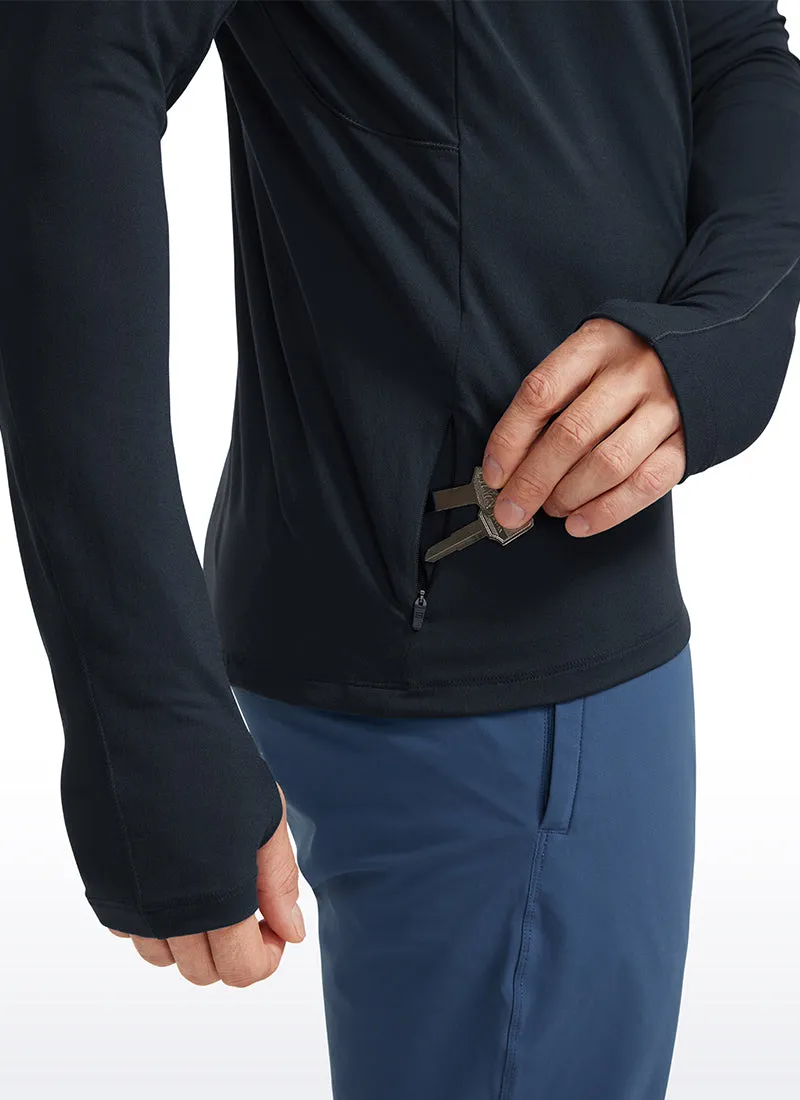 Brushed Half Zip Long Sleeve with Thumbhole