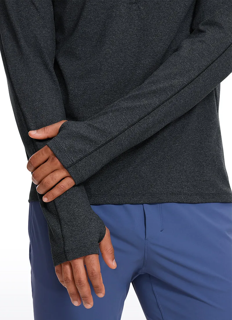 Brushed Half Zip Long Sleeve with Thumbhole