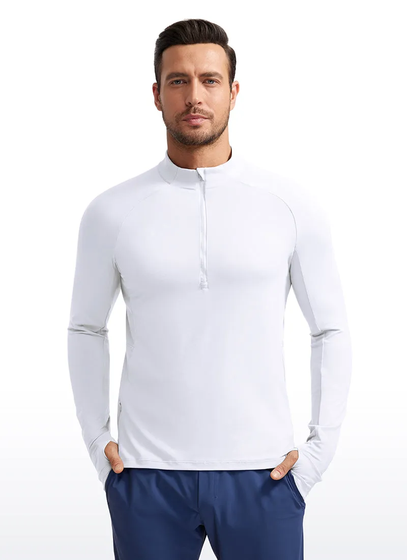 Brushed Half Zip Long Sleeve with Thumbhole