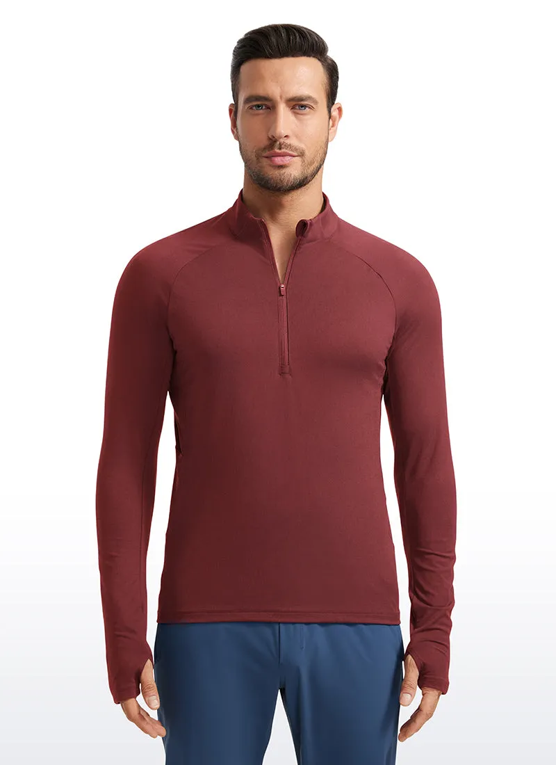 Brushed Half Zip Long Sleeve with Thumbhole