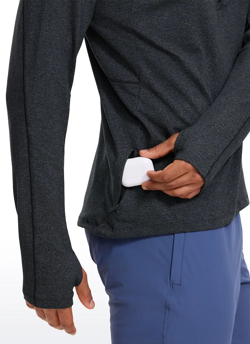 Brushed Half Zip Long Sleeve with Thumbhole