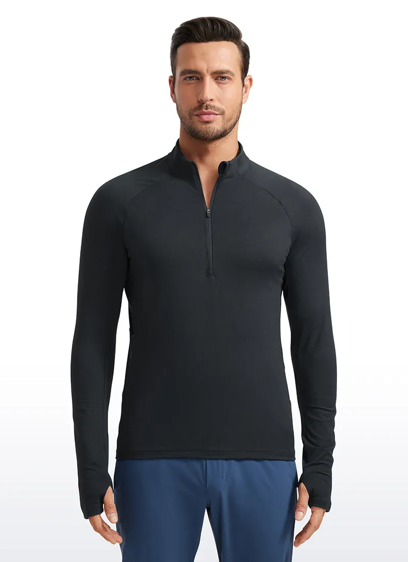 Brushed Half Zip Long Sleeve with Thumbhole