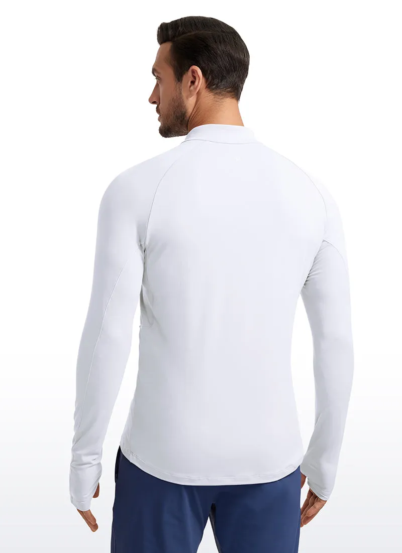 Brushed Half Zip Long Sleeve with Thumbhole