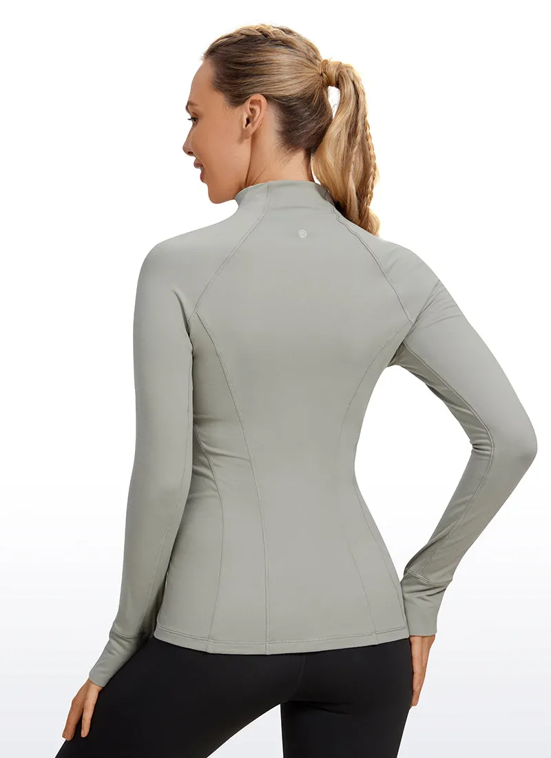 Brushed Quarter-Zip Long Sleeve with Thumb Holes