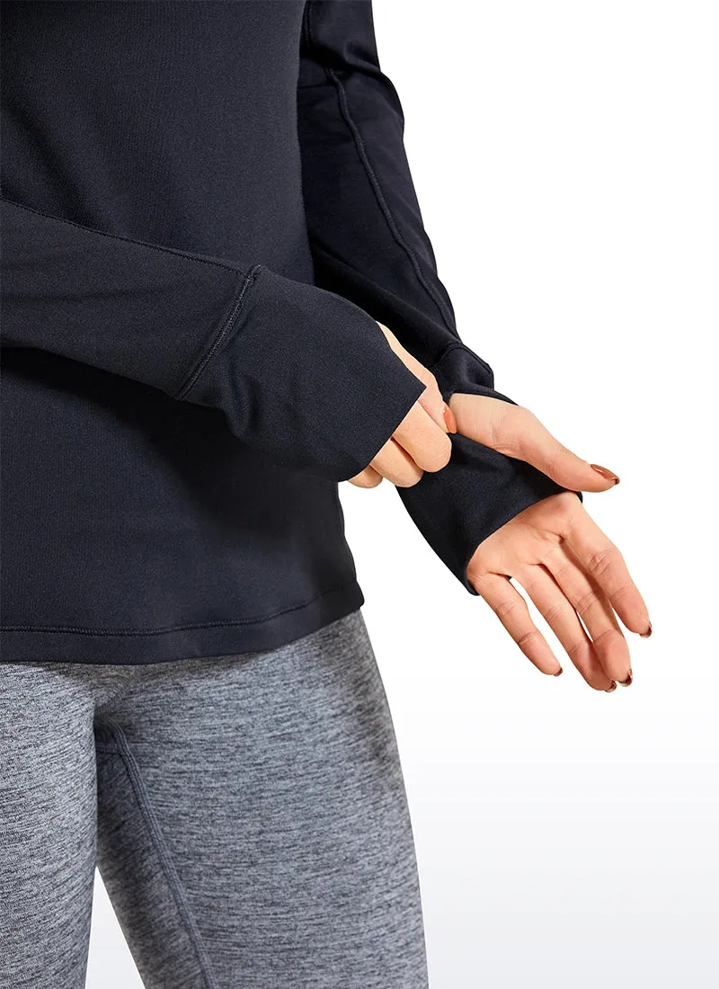 Brushed Quarter-Zip Long Sleeve with Thumb Holes