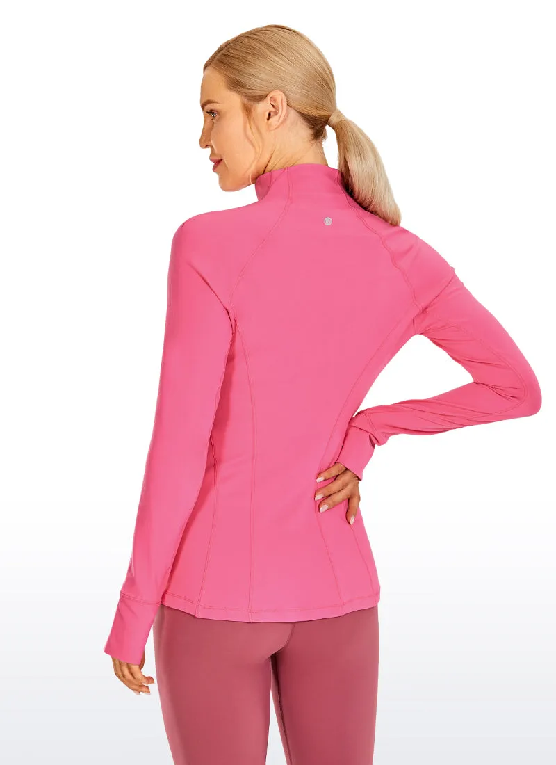 Brushed Quarter-Zip Long Sleeve with Thumb Holes