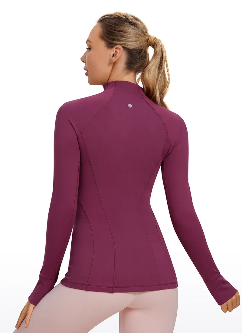 Brushed Quarter-Zip Long Sleeve with Thumb Holes