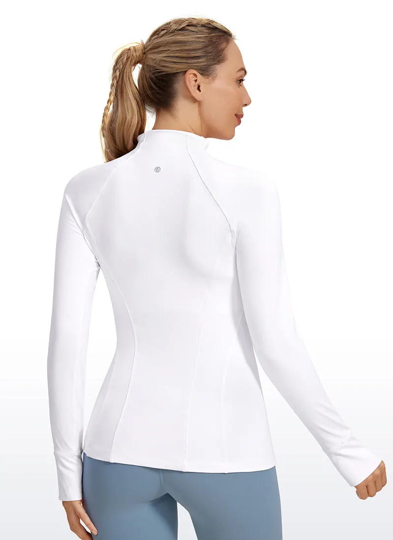 Brushed Quarter-Zip Long Sleeve with Thumb Holes