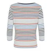 Burnt Orange and Blue Slash Neck Striped Top