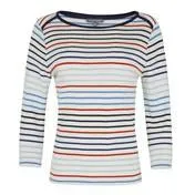 Burnt Orange and Blue Slash Neck Striped Top