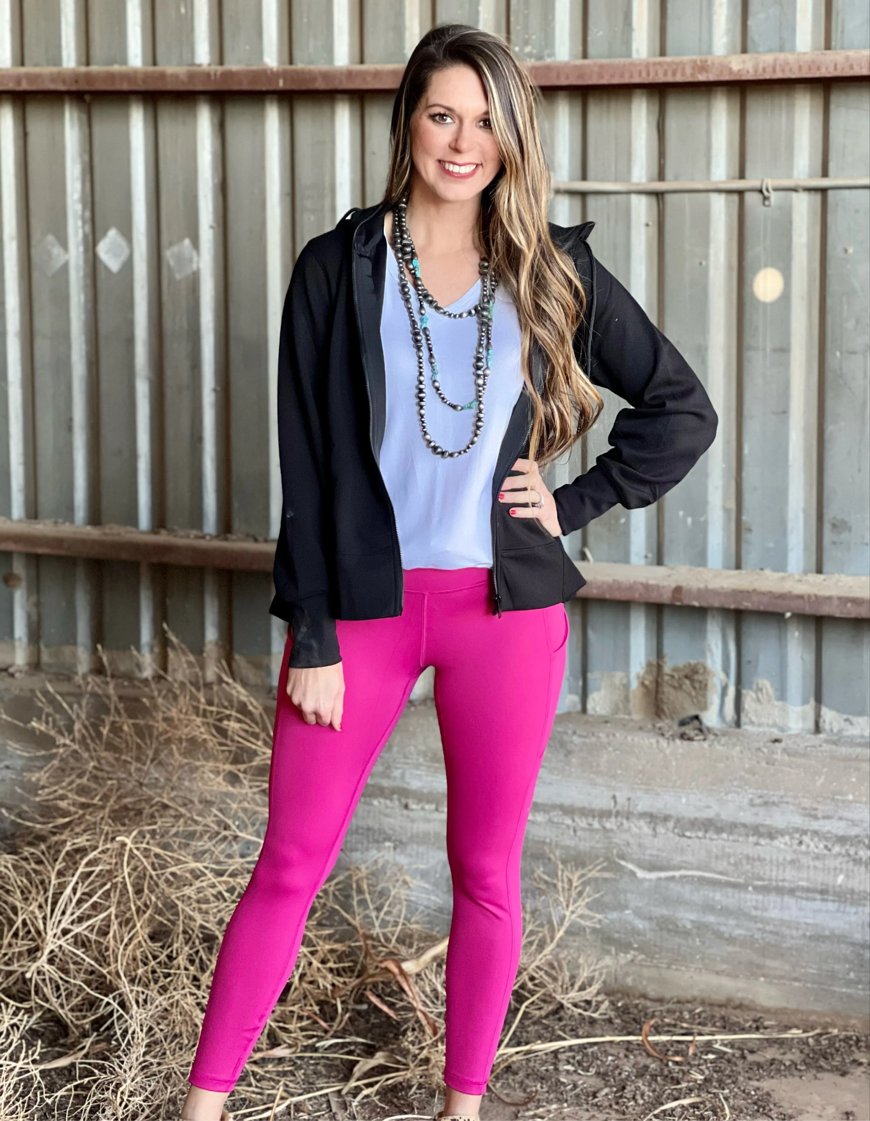 Dena Magenta Pink Full Length Leggings