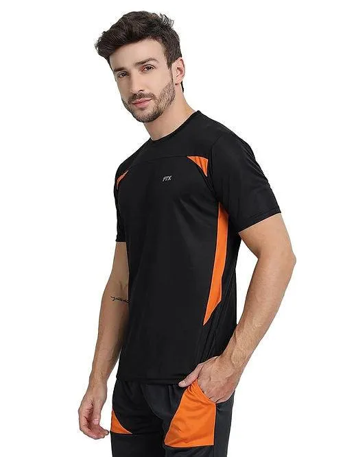 Dri-FIT Bi-Color T-Shirt for Men - Workout & Leisure [Black/ Orange]