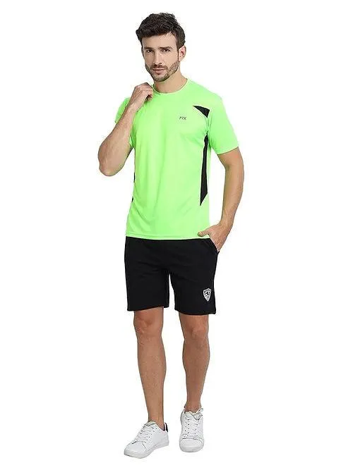 Dri-FIT Bi-Color T-Shirt for Men - Workout & Leisure [Lime Green/ Charcoal Black]