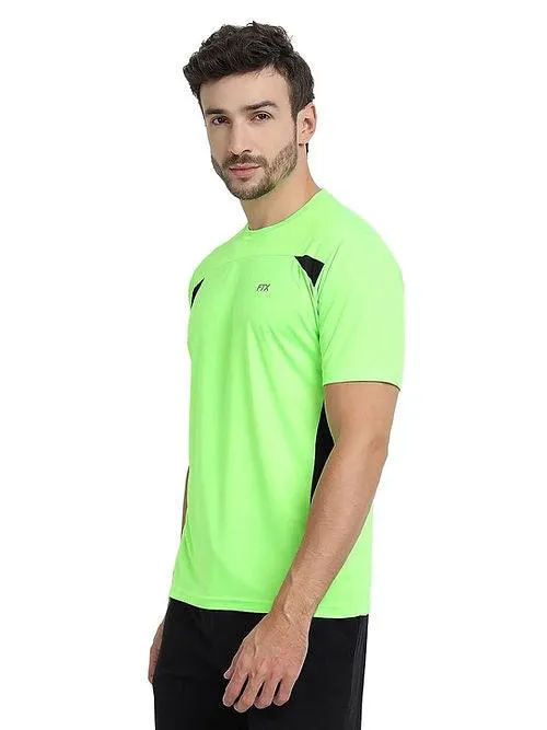 Dri-FIT Bi-Color T-Shirt for Men - Workout & Leisure [Lime Green/ Charcoal Black]