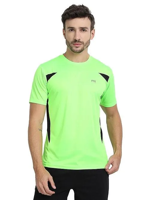 Dri-FIT Bi-Color T-Shirt for Men - Workout & Leisure [Lime Green/ Charcoal Black]