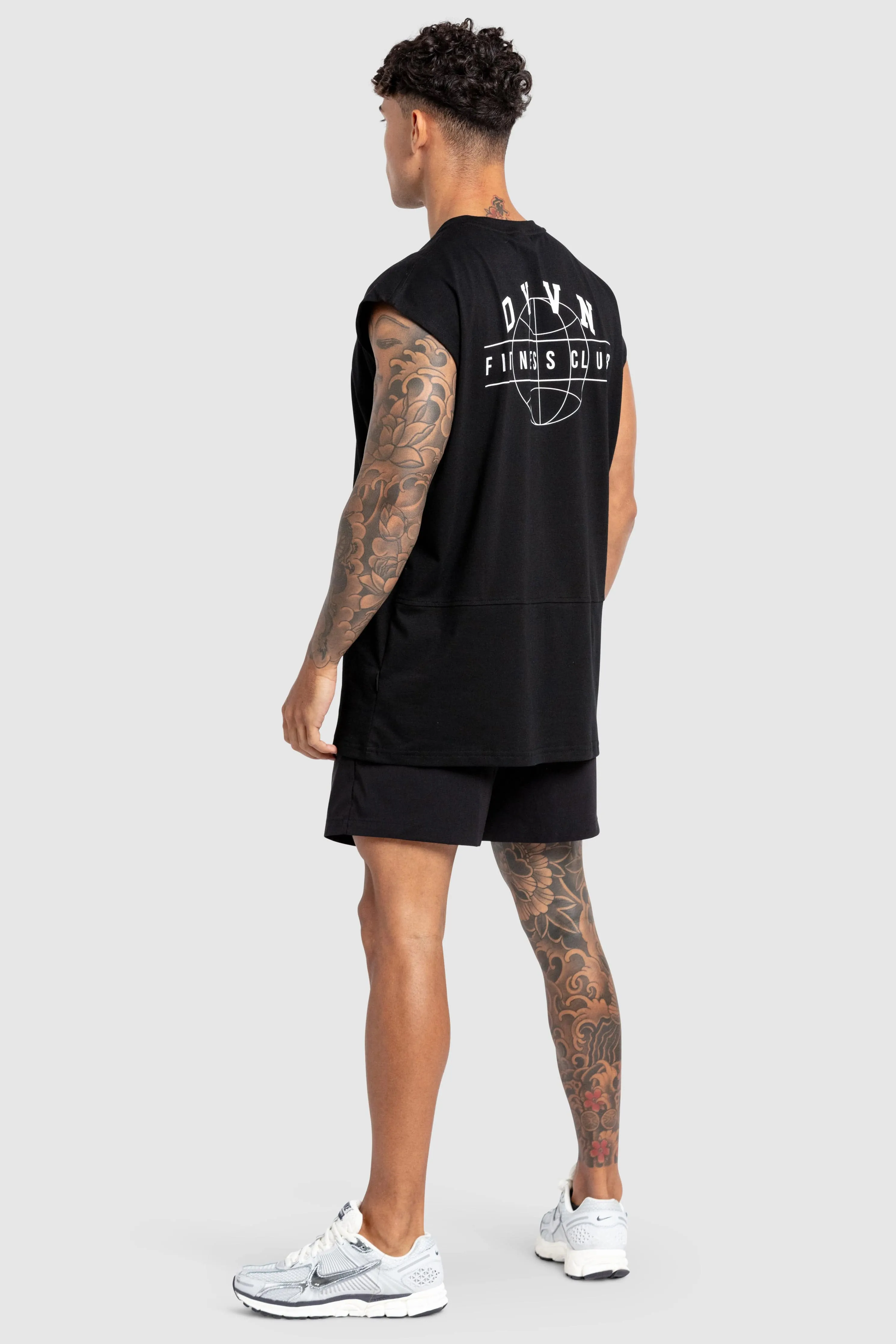 'DYVN' Fitness Club Cut Off Tank - Black