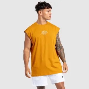 'DYVN' Fitness Club Cut Off Tank - Mustard Brown