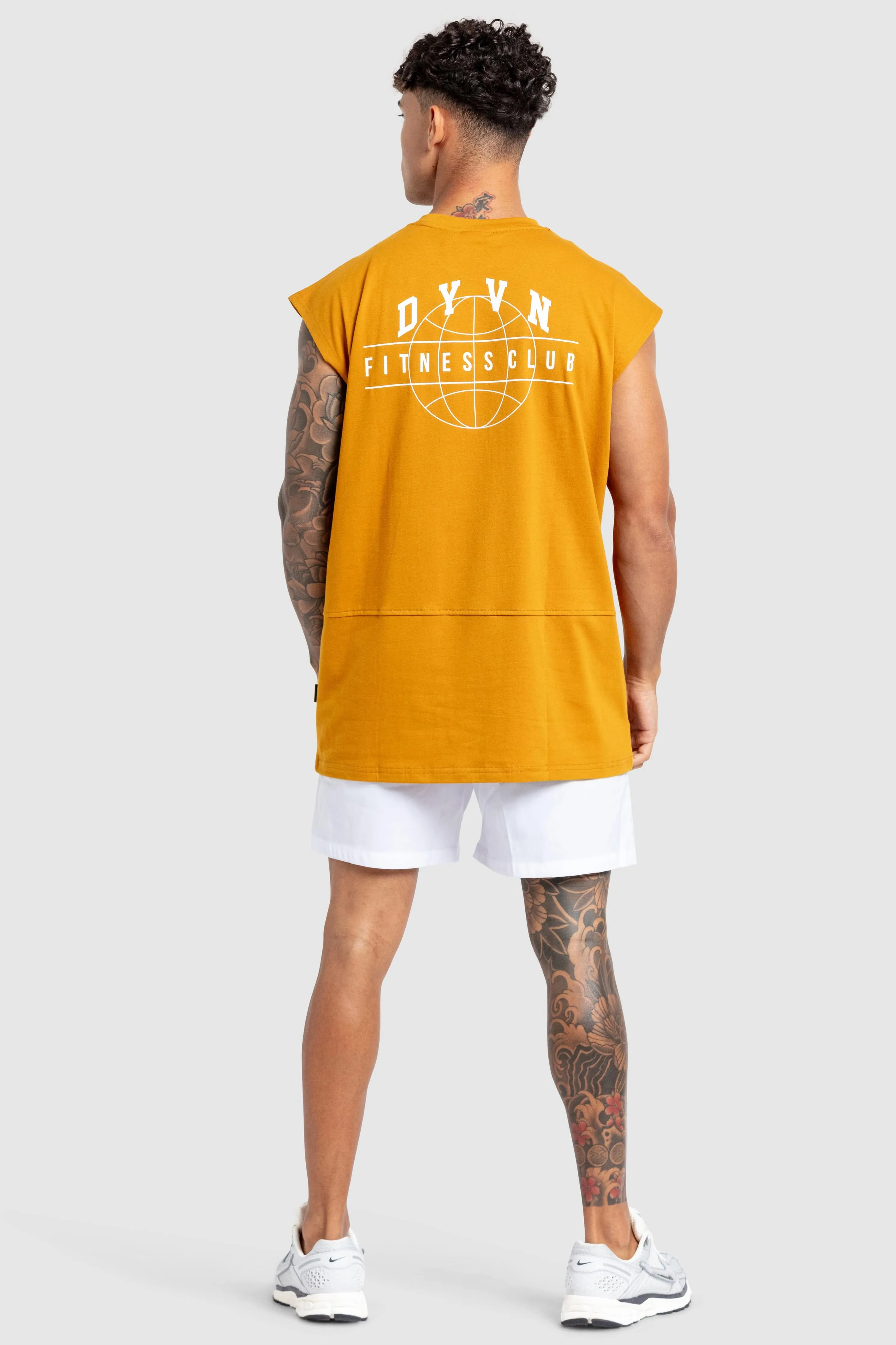 DYVN' Fitness Club Cut Off Tank - Mustard Brown