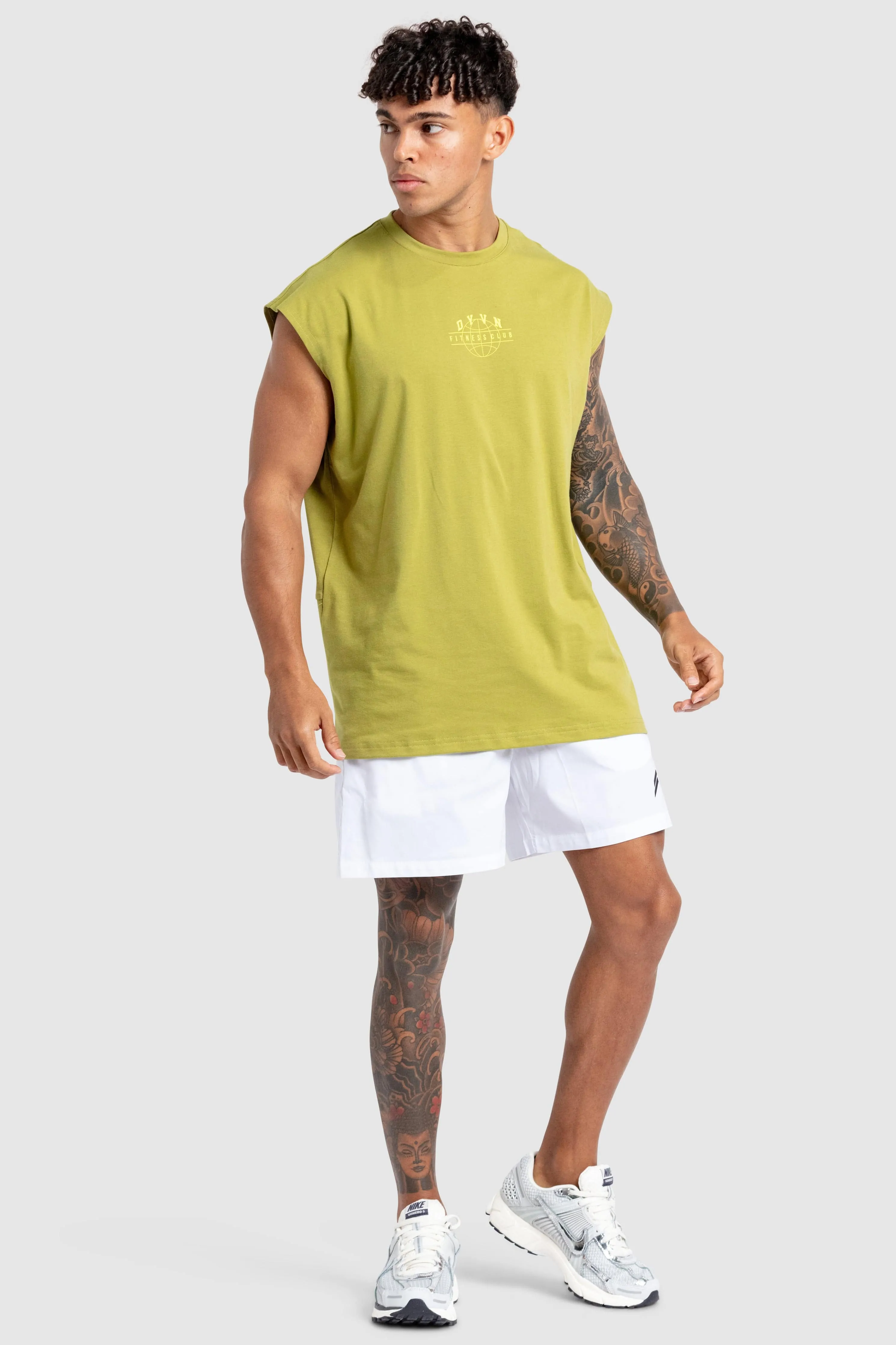 DYVN' Fitness Club Cut Off Tank - Olive Green