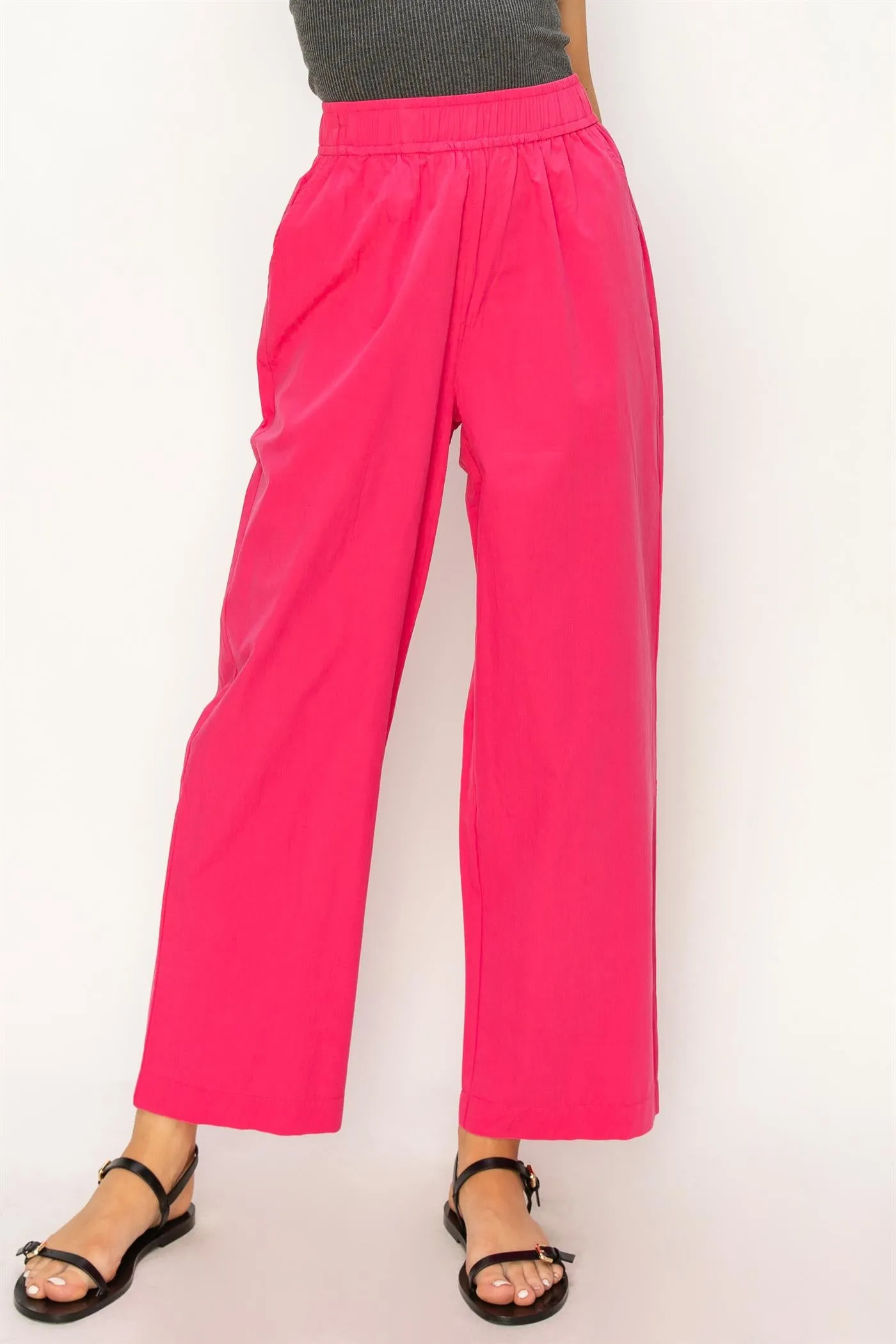 DZ24A299-Poplin High Waist Wide Leg Pants