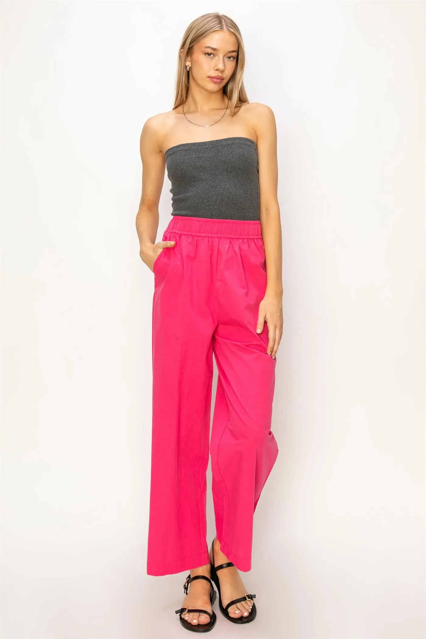 DZ24A299-Poplin High Waist Wide Leg Pants