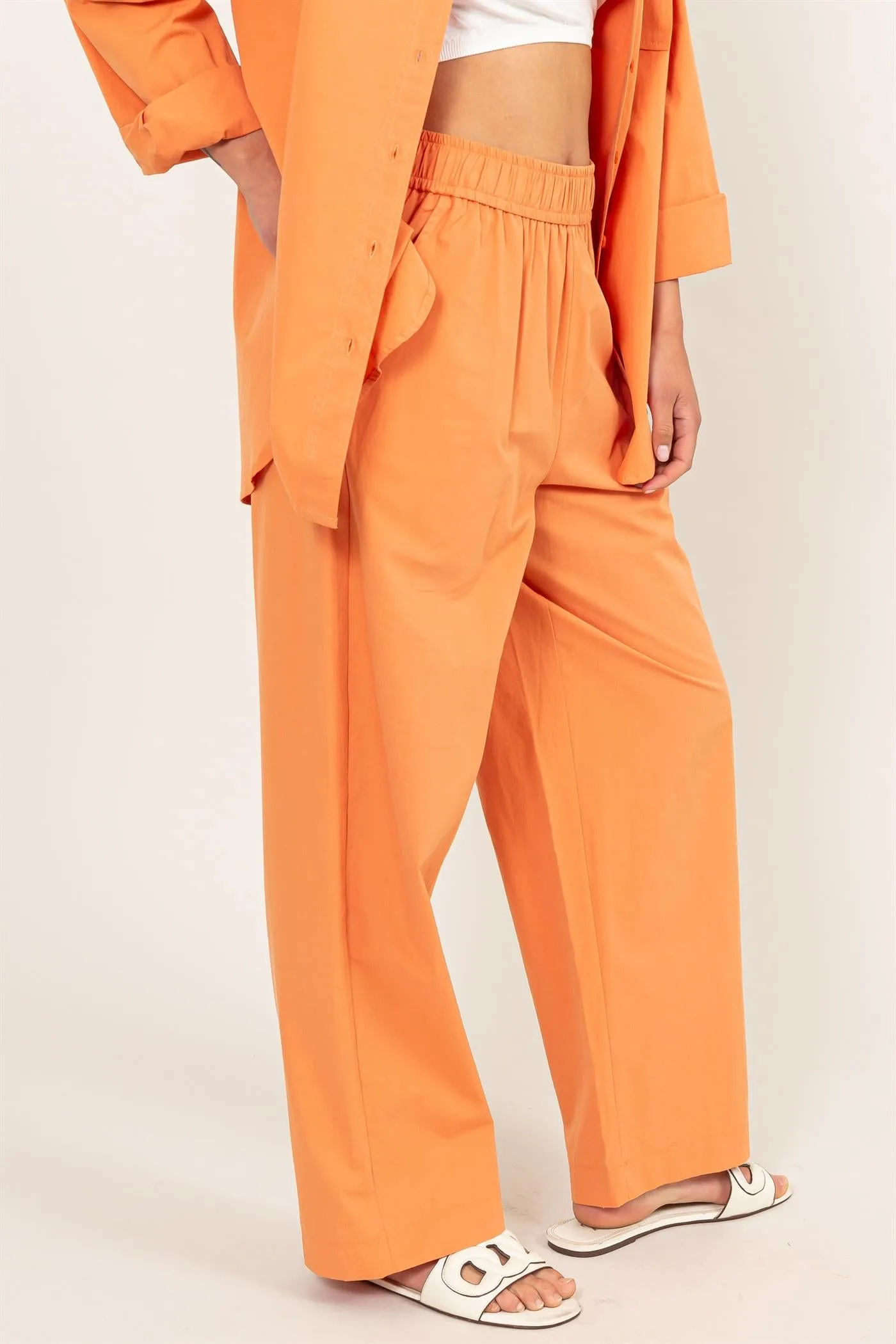 DZ24A299-Poplin High Waist Wide Leg Pants