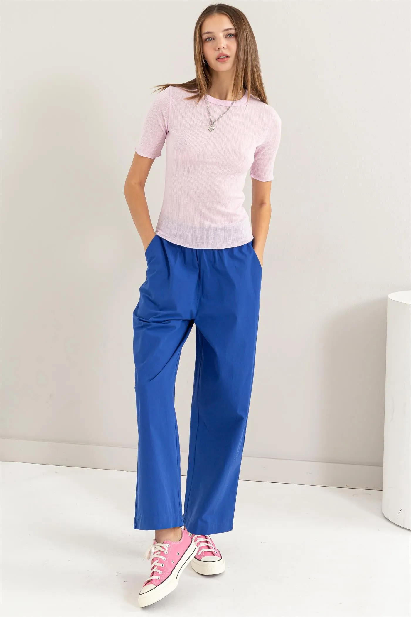 DZ24A299-Poplin High Waist Wide Leg Pants