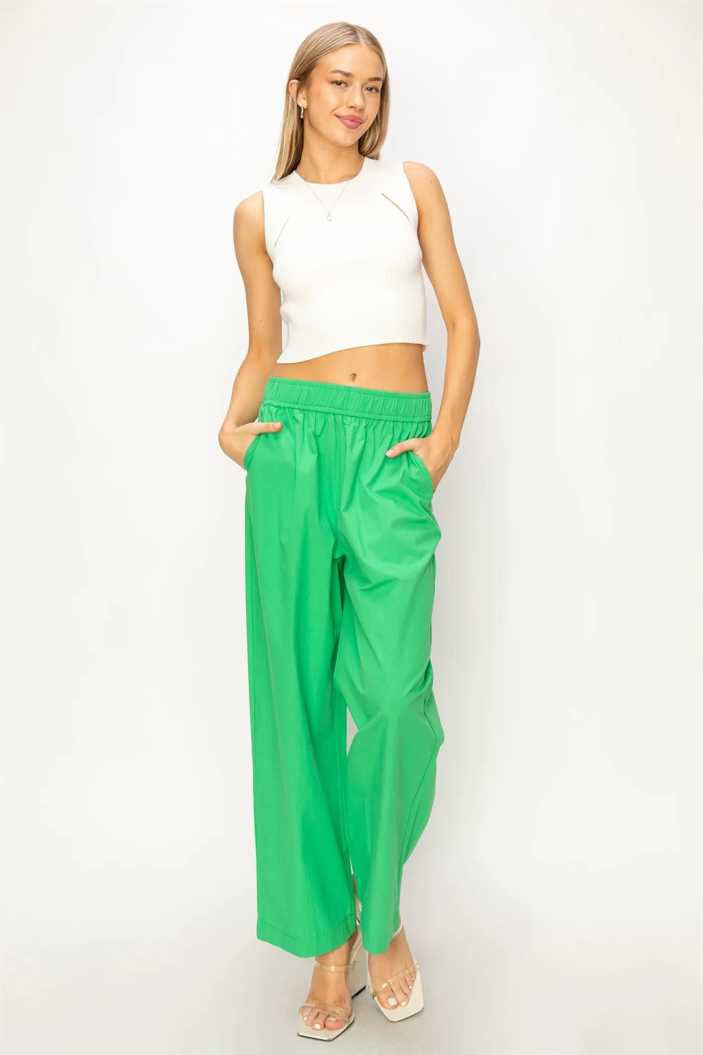 DZ24A299-Poplin High Waist Wide Leg Pants