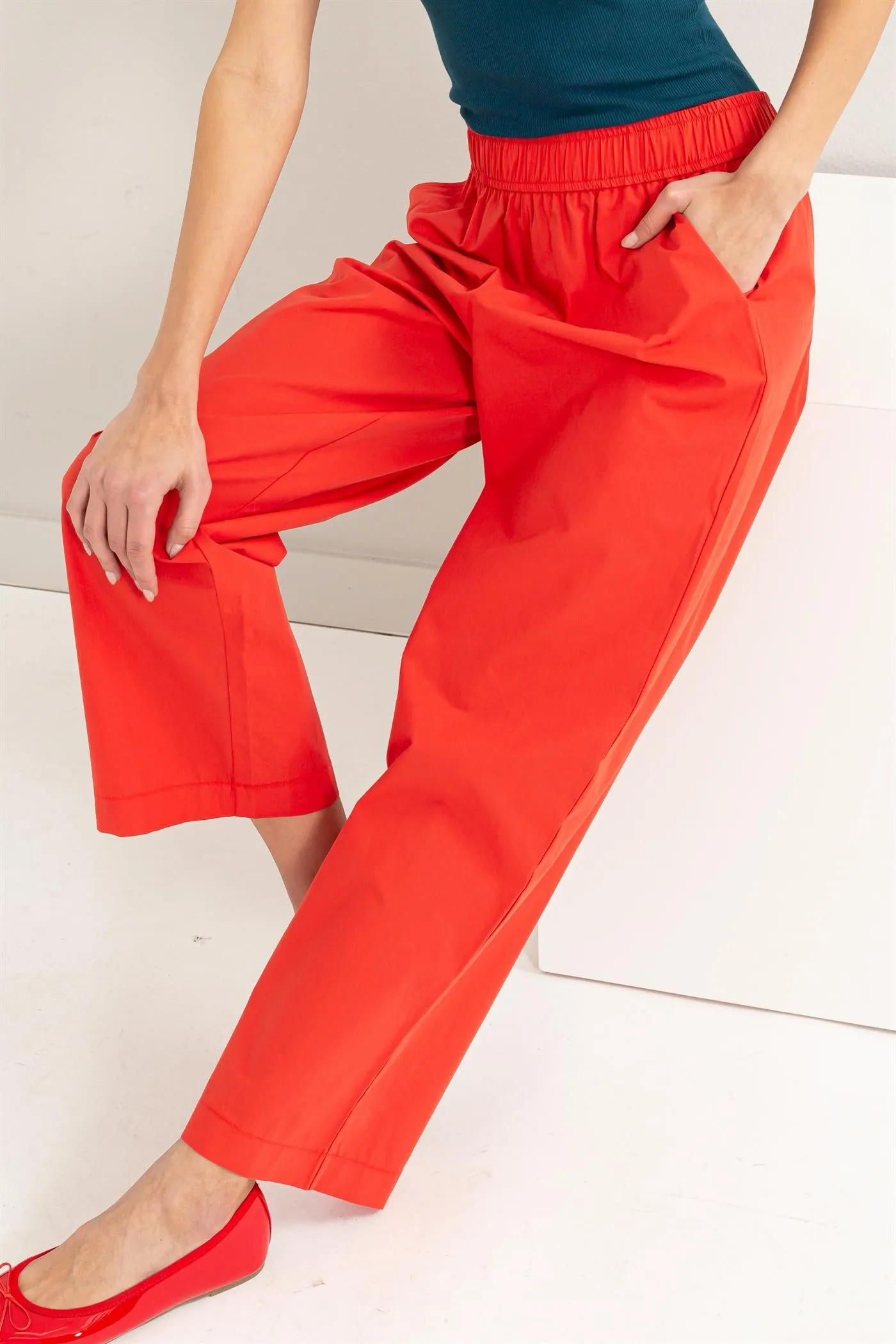 DZ24A299-Poplin High Waist Wide Leg Pants