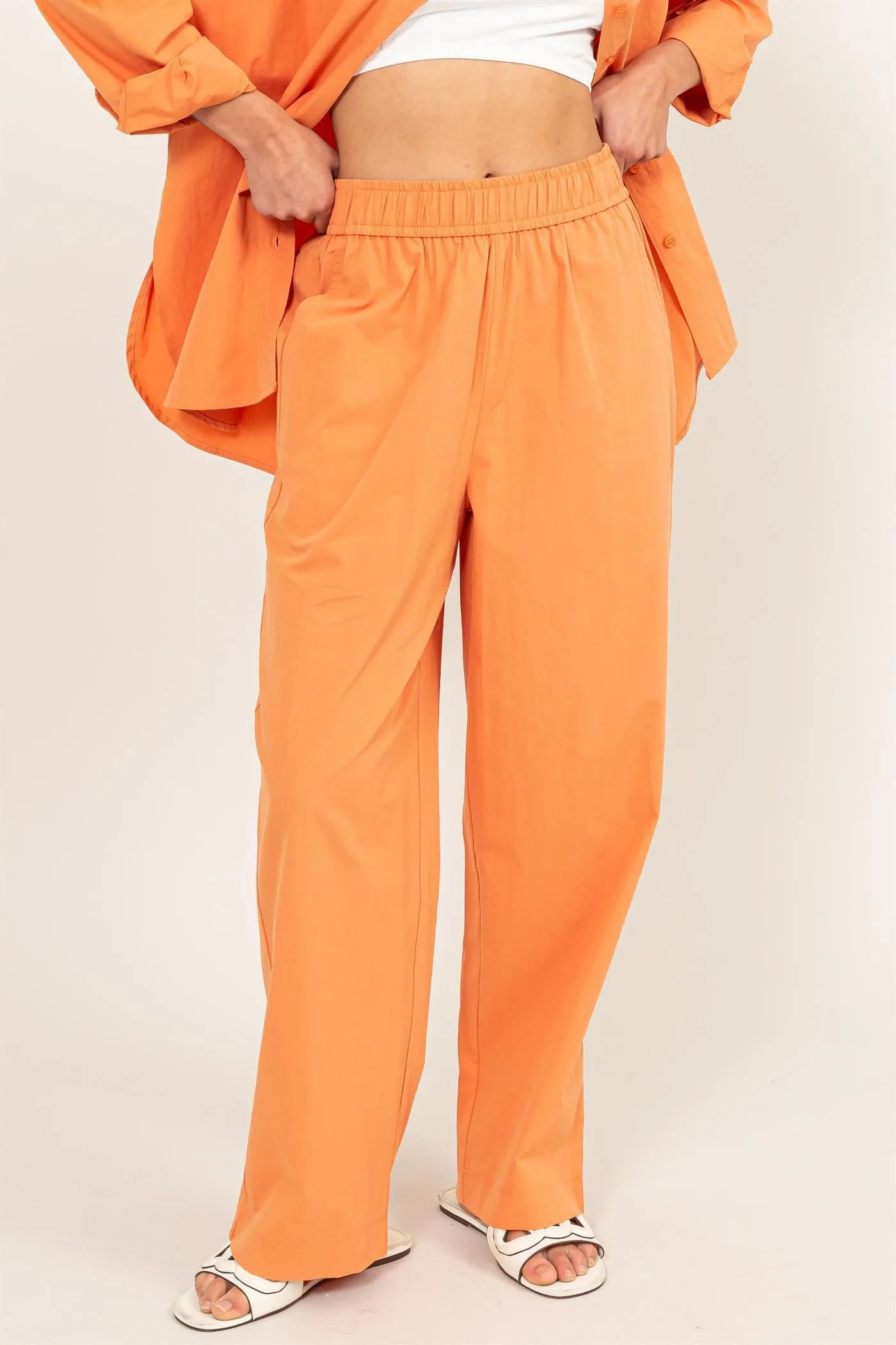 DZ24A299-Poplin High Waist Wide Leg Pants