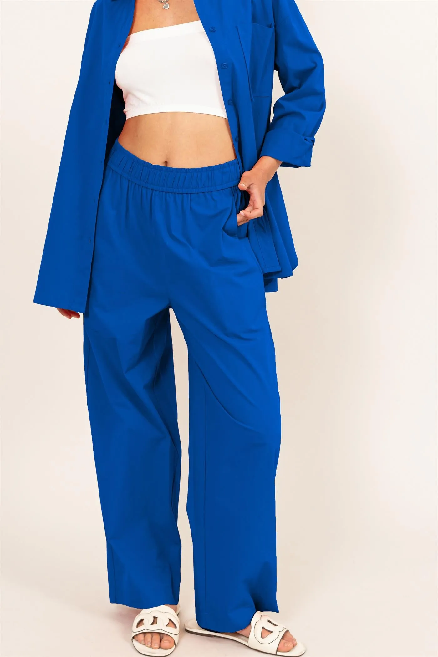 DZ24A299-Poplin High Waist Wide Leg Pants