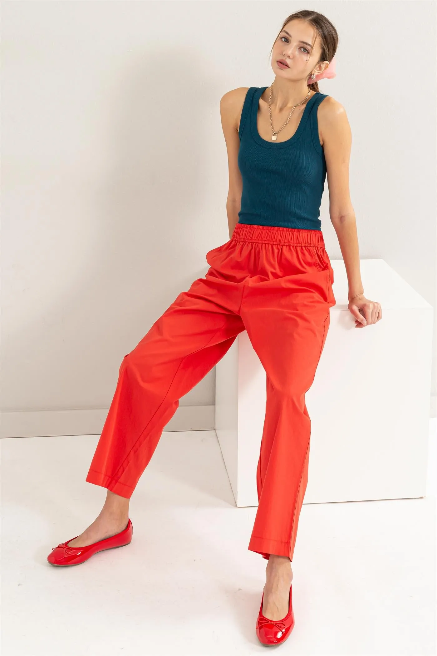 DZ24A299-Poplin High Waist Wide Leg Pants