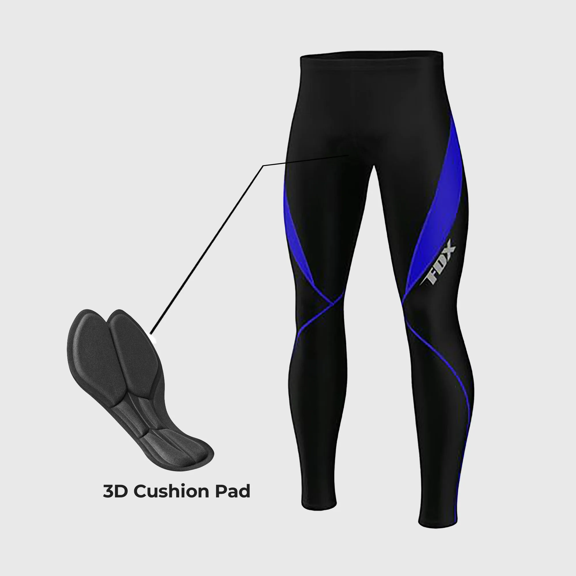 Fdx Viper Men's & Boy's Blue Thermal Padded Cycling Tights