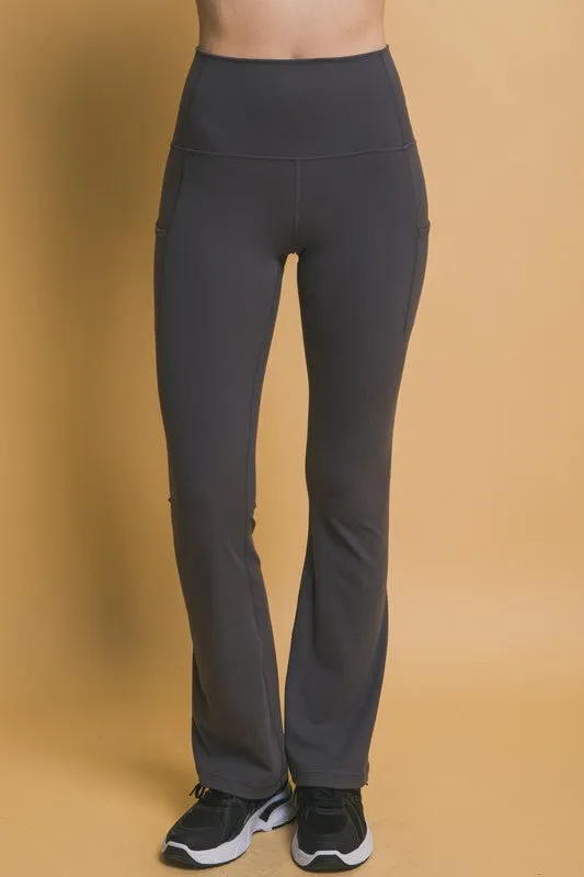 High Waist Flare Leggings with Side Pockets