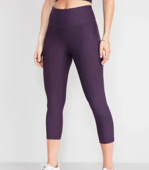 High-Waisted PowerSoft Side-Pocket Crop Leggings for Women Nebula